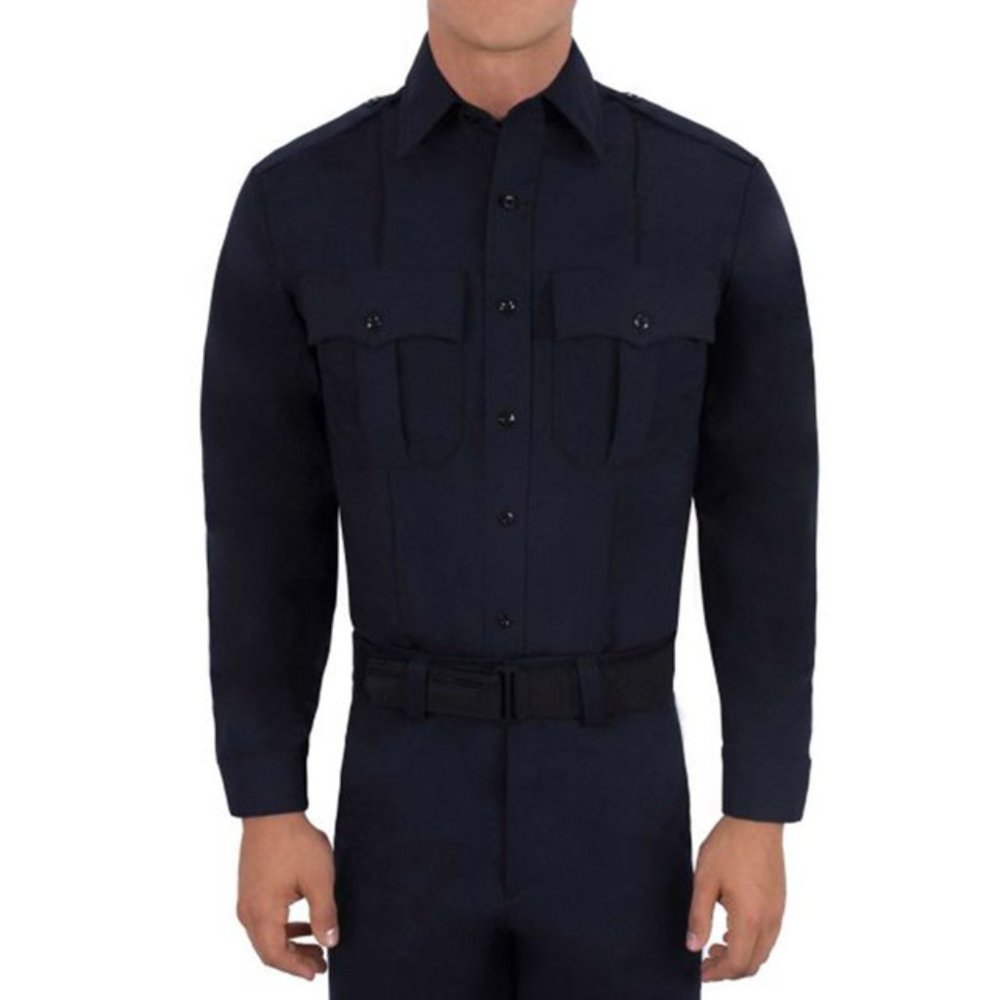 Blauer Men's 8450 Long Sleeve Wool Blend Uniform Shirt Dark Navy 18.5 32/33